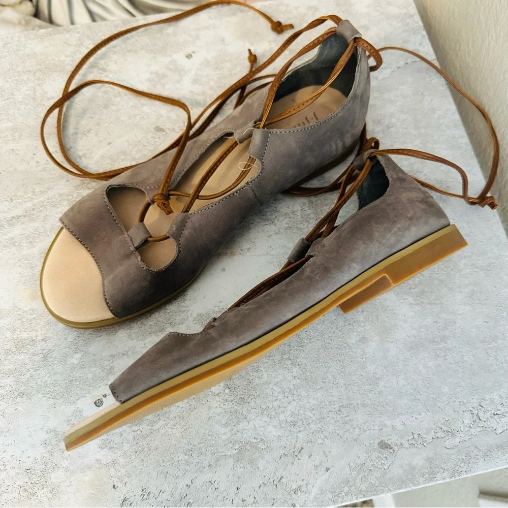 J. Jill Gray Suede Sandals with Leather Ankle Strap Women’s Size 8 - Picture 4 of 10